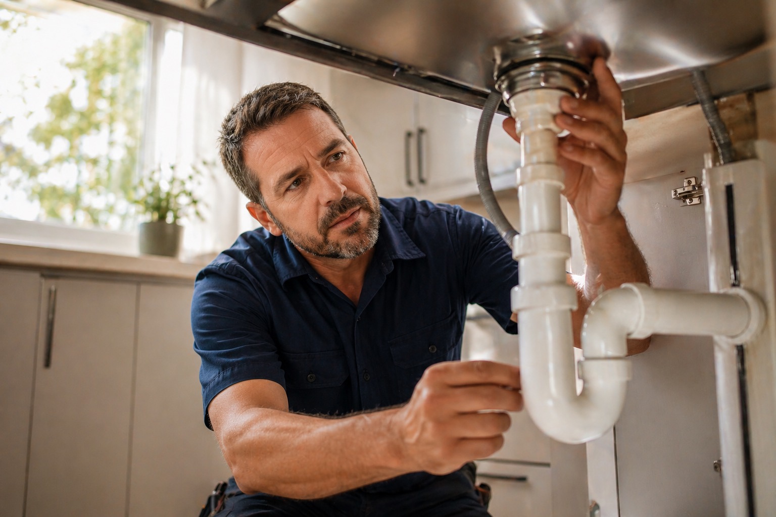 Plumber discussing a written estimate with a homeowner