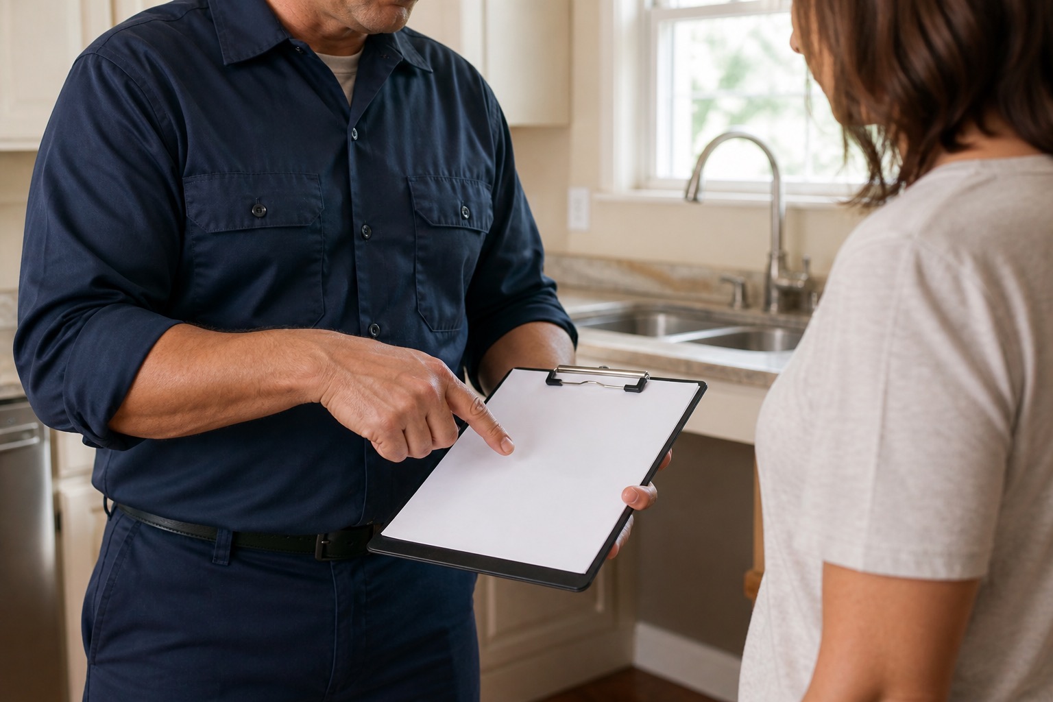 Licensed plumber inspecting a water heater in a Georgia home — True Grit Plumbing