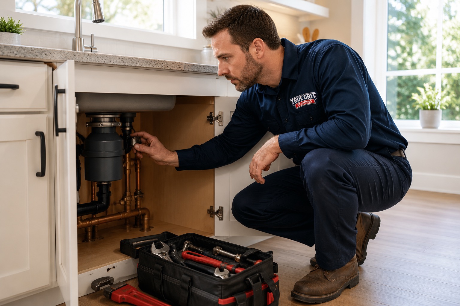 Plumber replacing a water heater in an older Georgia home with hard water sediment buildup